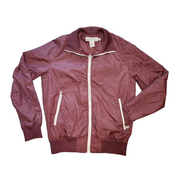 H&M LOGG men's bomber jacket burgundy size S - Picture 1 of 8